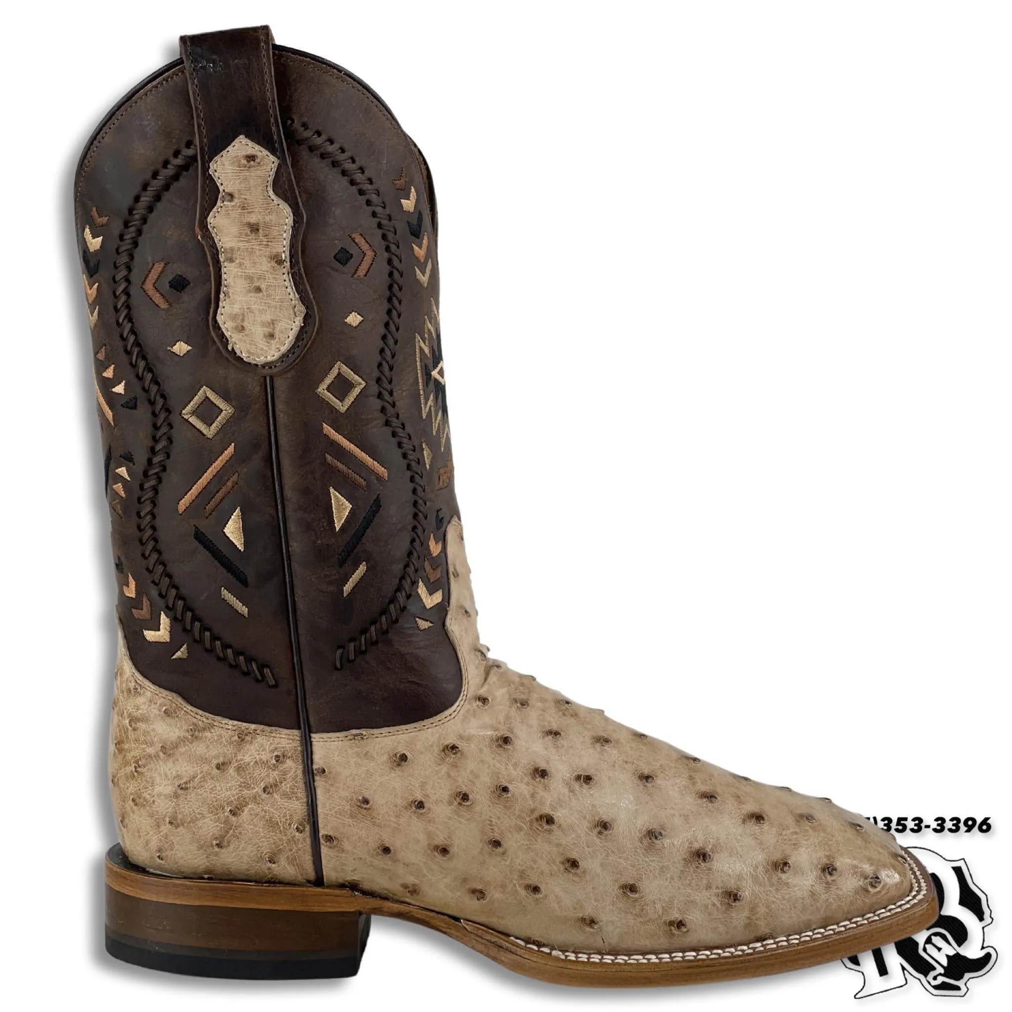 “ ADRIAN “ | BRUCATIO ORIGNAL OSTRISH MEN SQUARE TOE WESTERN BOOTS PRO887