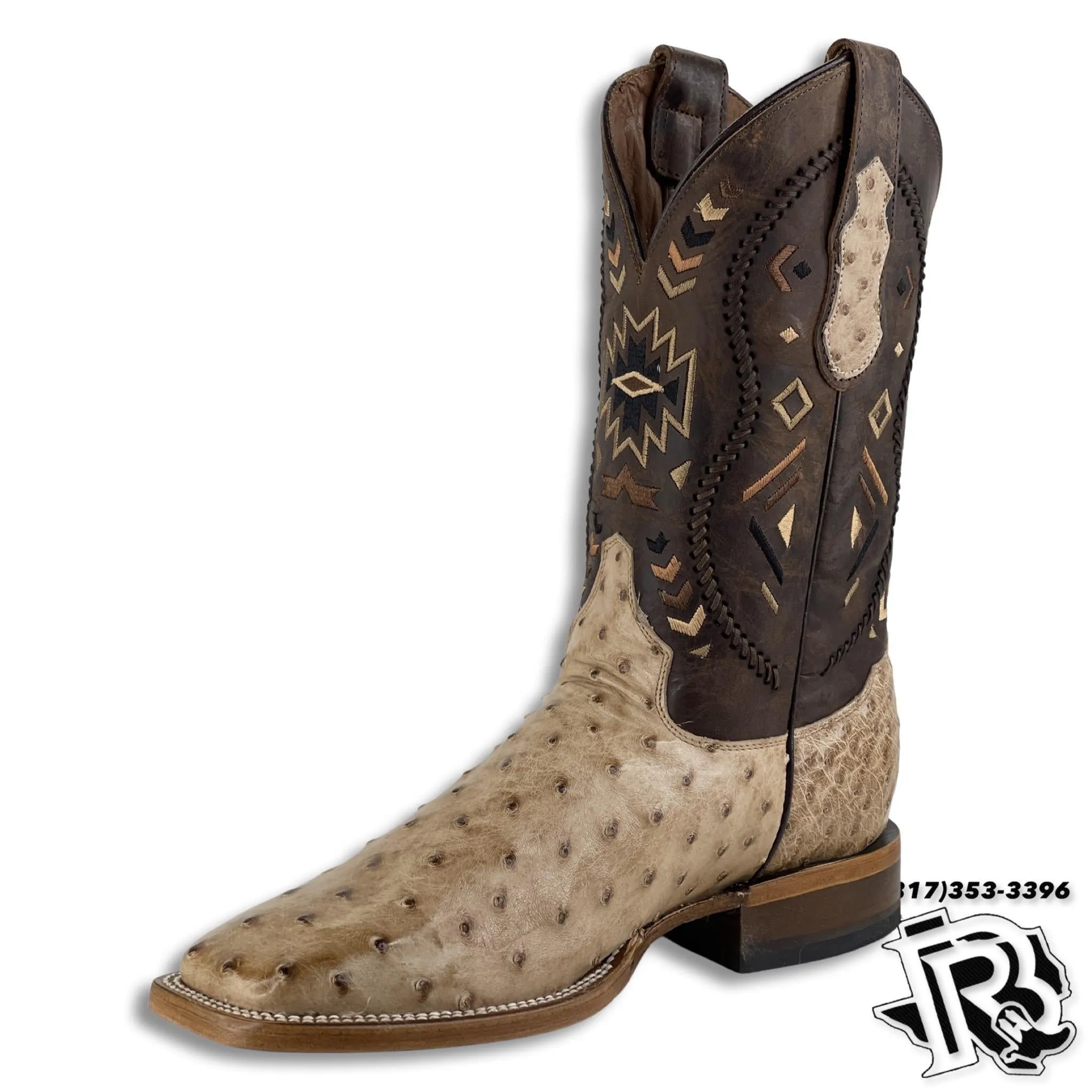 “ ADRIAN “ | BRUCATIO ORIGNAL OSTRISH MEN SQUARE TOE WESTERN BOOTS PRO887