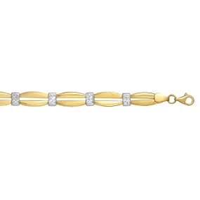 14k Yellow Gold Curved Bar Link Fancy Bracelet, 7.25