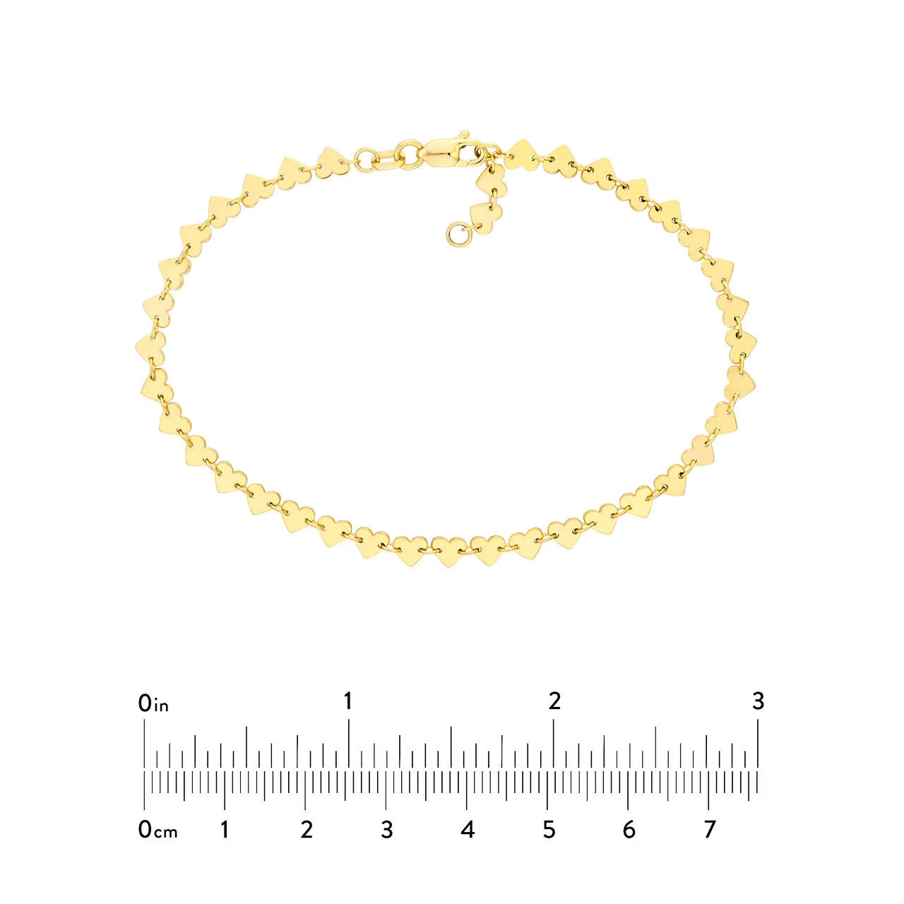 14K Yellow Gold Side by Side Heart Station Bracelet