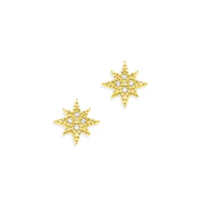 14KT Yellow Gold Diamond North Star Stud Earrings