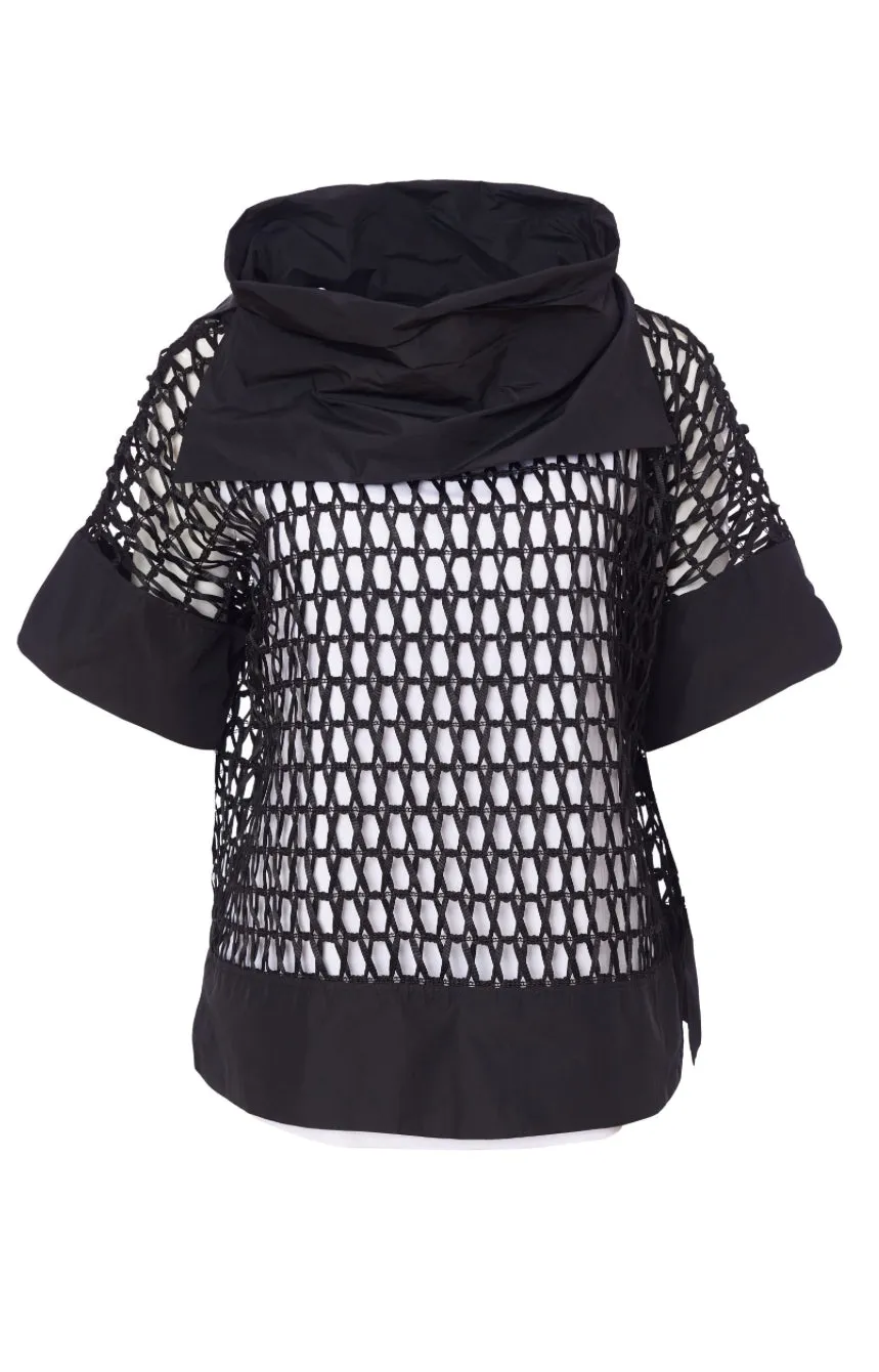 169 Open Weave Top With Collar - Ora