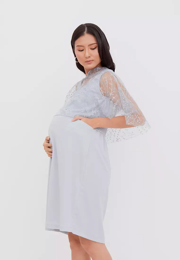 2-in-1 Maternity/Nursing Dress Party Cape 53062 LGY