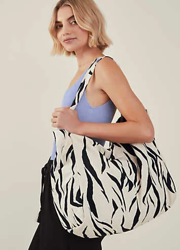 Accessorize Large Zebra Print Canvas Shopper Bag | Grattan