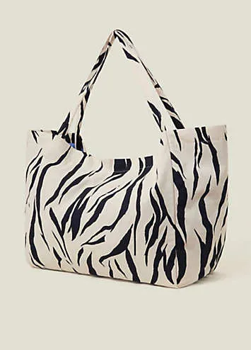 Accessorize Large Zebra Print Canvas Shopper Bag | Grattan