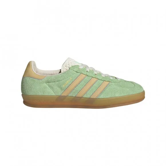 Adidas Women's Gazelle Indoor W Sneakers in Semi Green Spark/Almost Yellow/Cream White