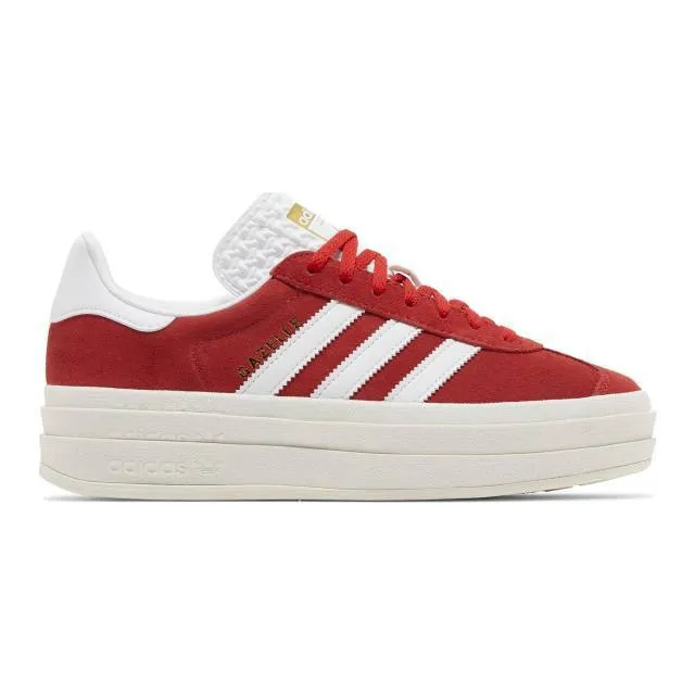 Adidas women's gazelle bold (red/ cloud white/ gold metallic) sizes 5-12 id6990