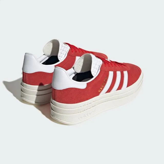 Adidas women's gazelle bold (red/ cloud white/ gold metallic) sizes 5-12 id6990