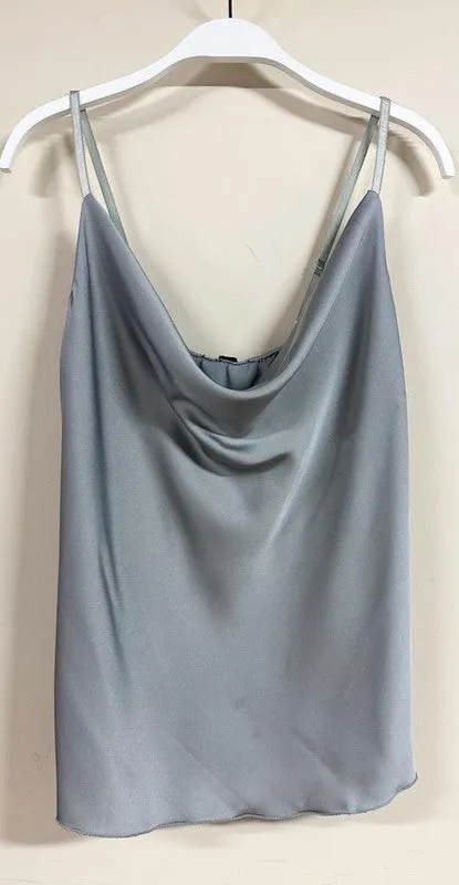 Adjustable Spaghetti Strap Cowl Front Cami - Steel Grey