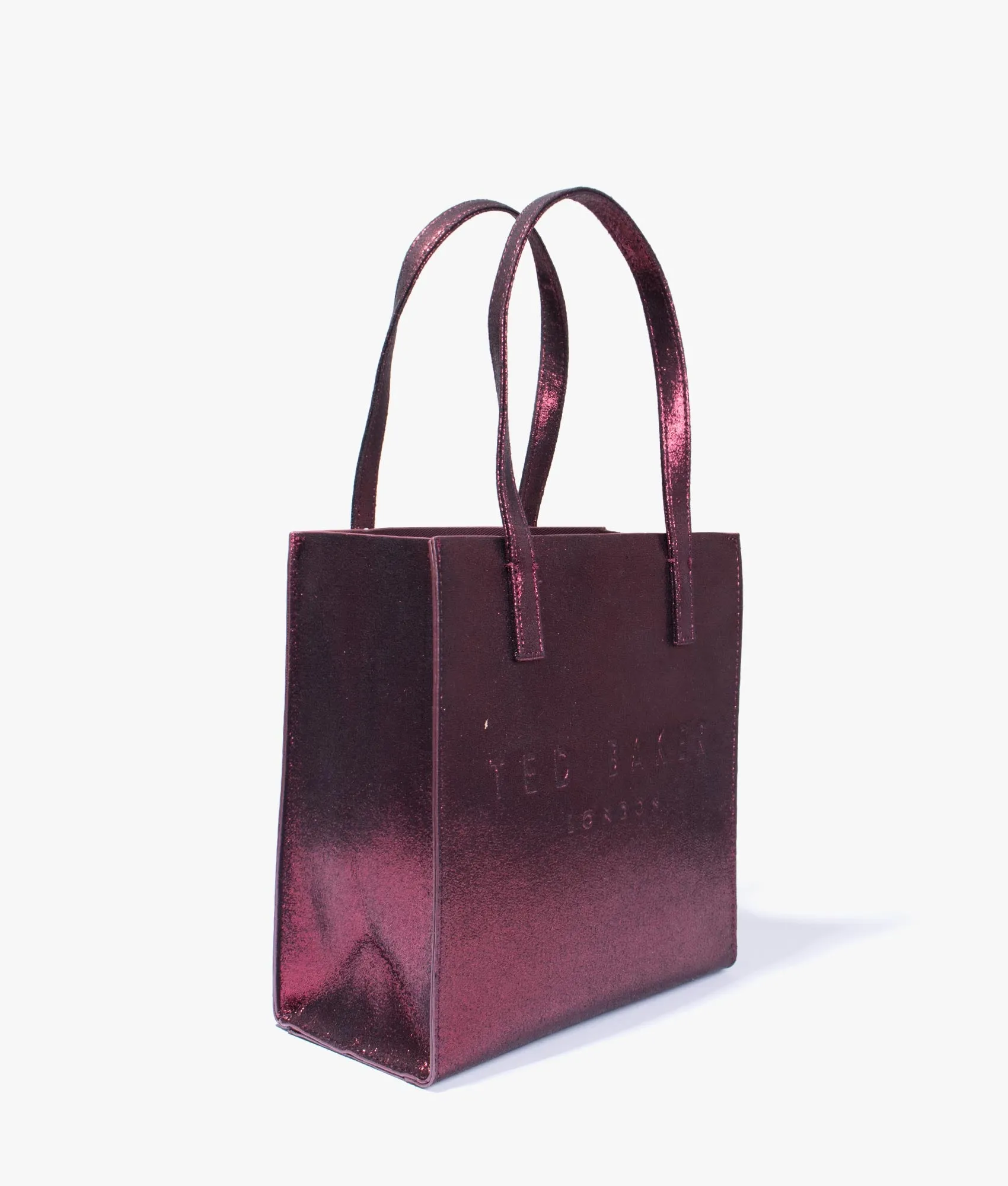 Alicon crinkle patent small shopper in dark red