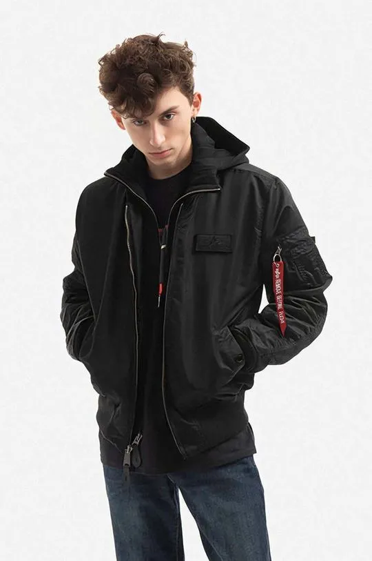 Alpha Industries bomber jacket Ma-1 D-Tec Se men's black color 133104.515