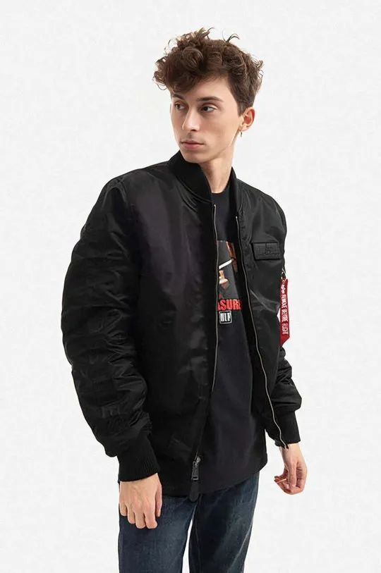 Alpha Industries bomber jacket Ma-1 D-Tec Se men's black color 133104.515