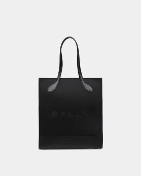 Bar Tote Bag In Black Nylon And Leather 