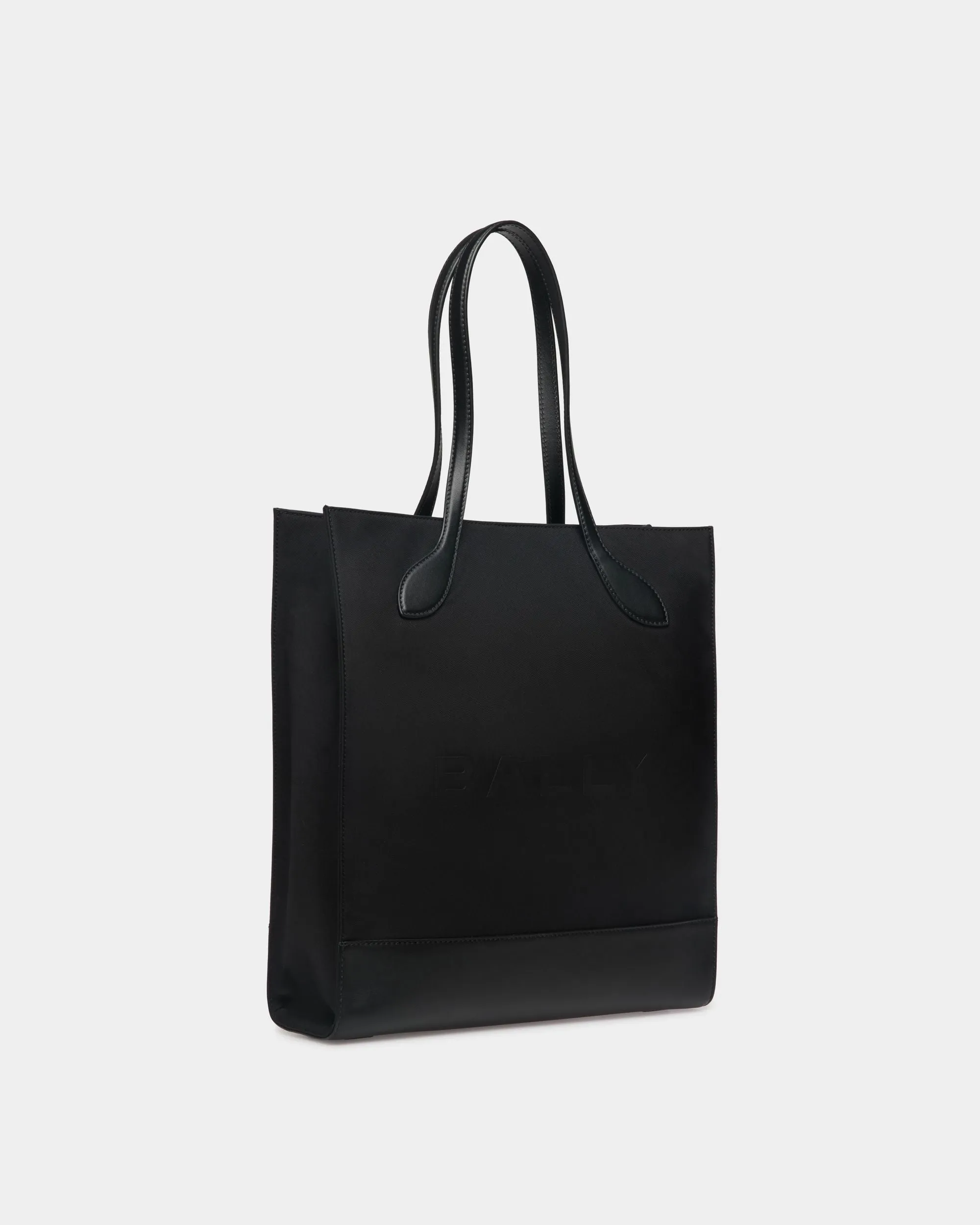 Bar Tote Bag In Black Nylon And Leather 