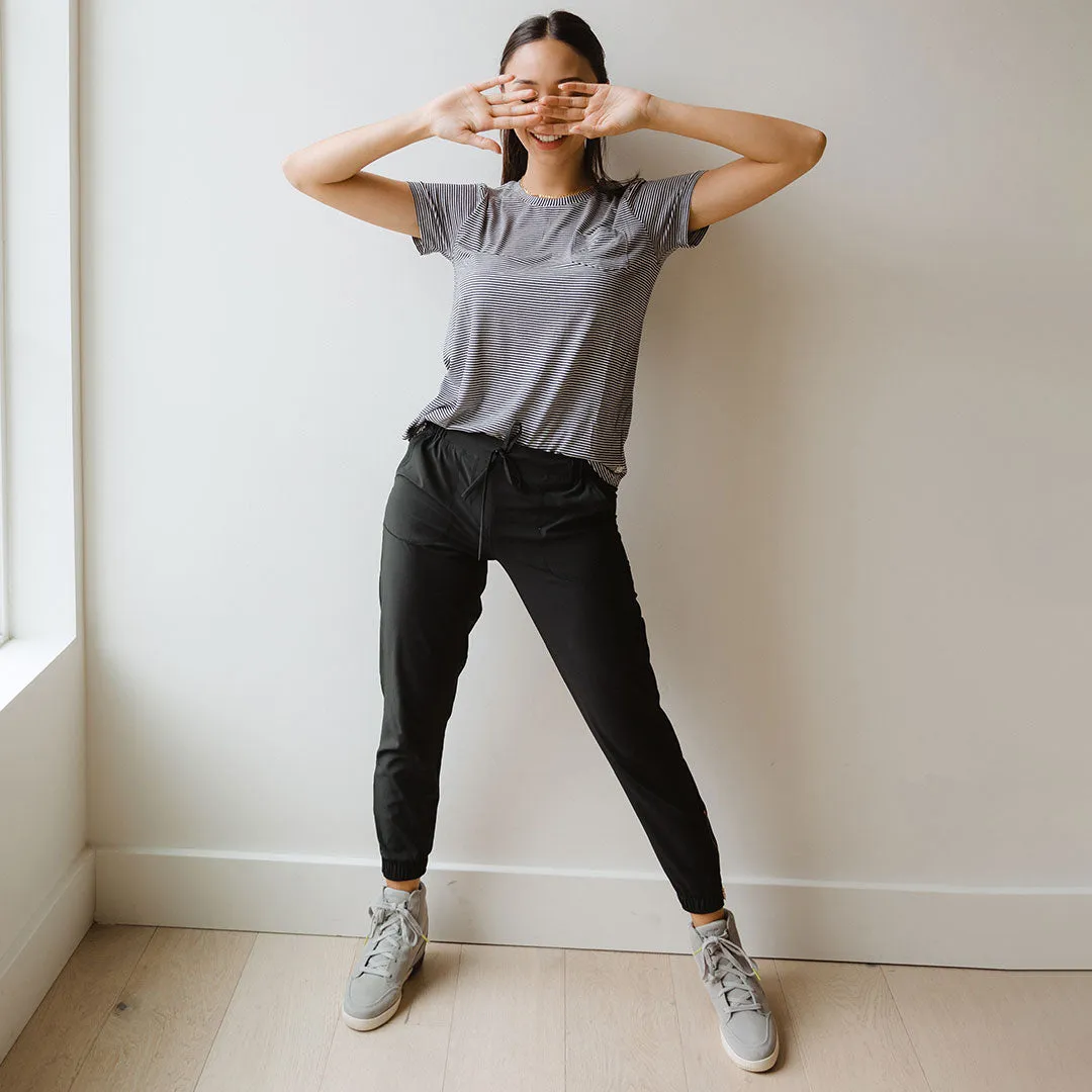 Basic Tee, Navy and Ivory Stripe