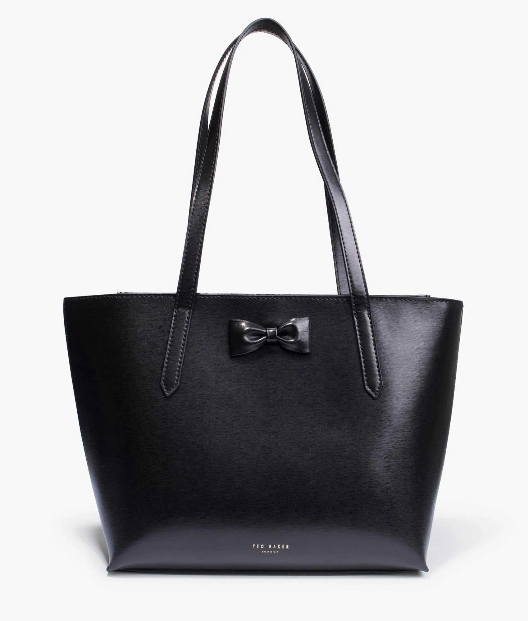 Beanne bow detail leather shopper in black