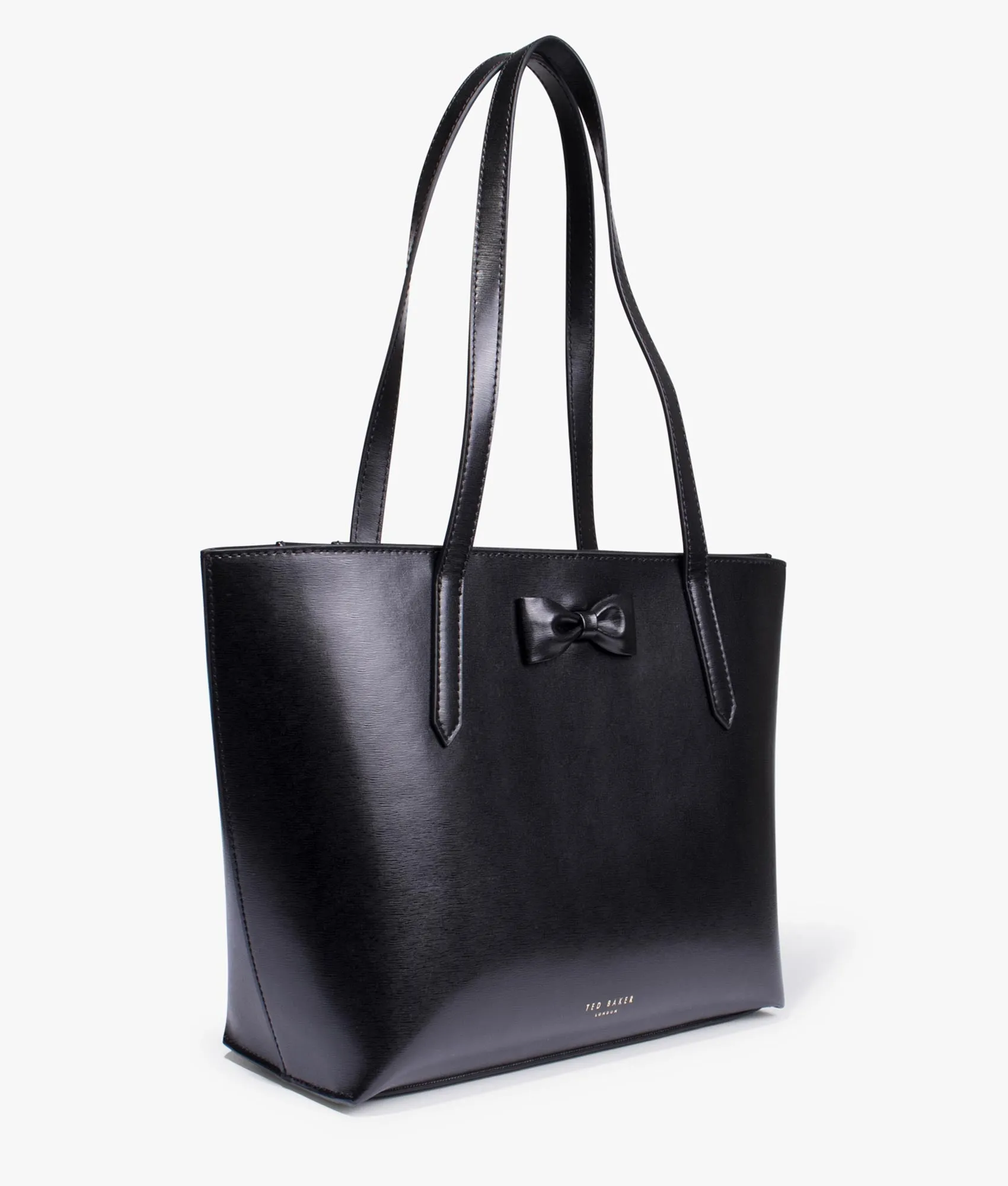 Beanne bow detail leather shopper in black