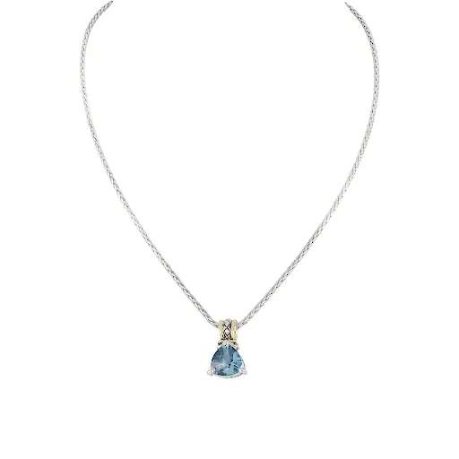 Beijos Cor Trillion Cubic Zirconia Pendant Necklace Aqua by John Medeiros