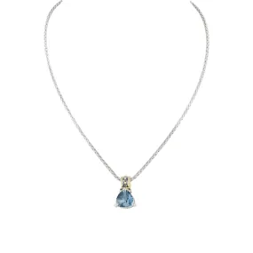 Beijos Cor Trillion Cubic Zirconia Pendant Necklace Aqua by John Medeiros