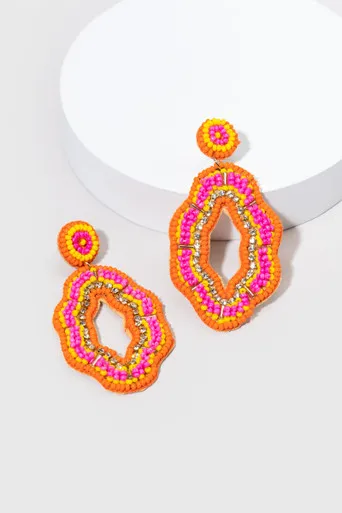 Bianca Large Seed Bead Oval Earrings