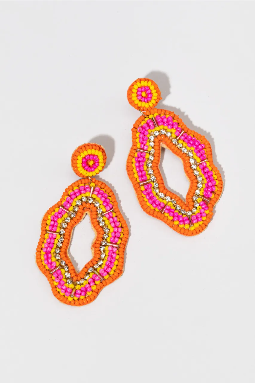 Bianca Large Seed Bead Oval Earrings