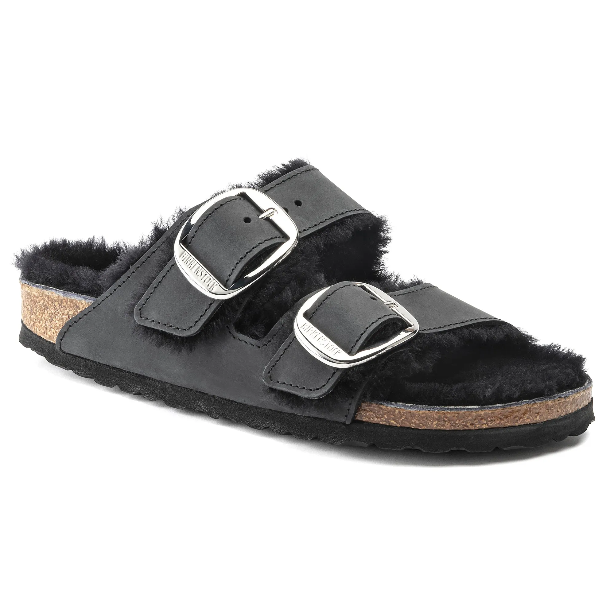 Birkenstock Limited Edition Arizona Big Buckle black oiled leather/black shearling