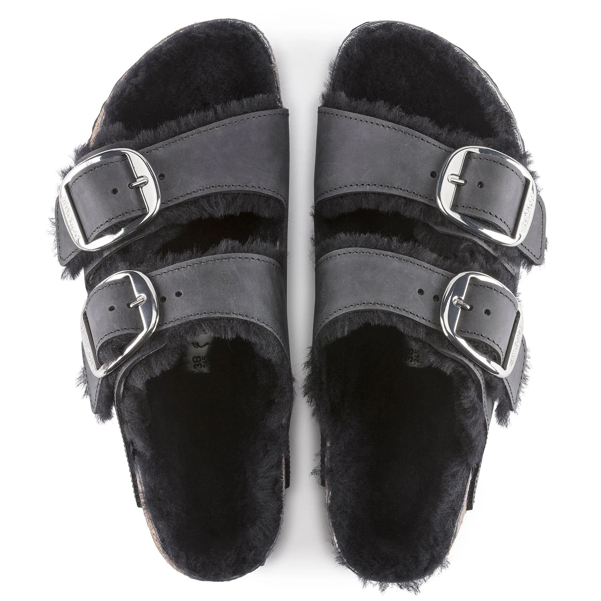 Birkenstock Limited Edition Arizona Big Buckle black oiled leather/black shearling