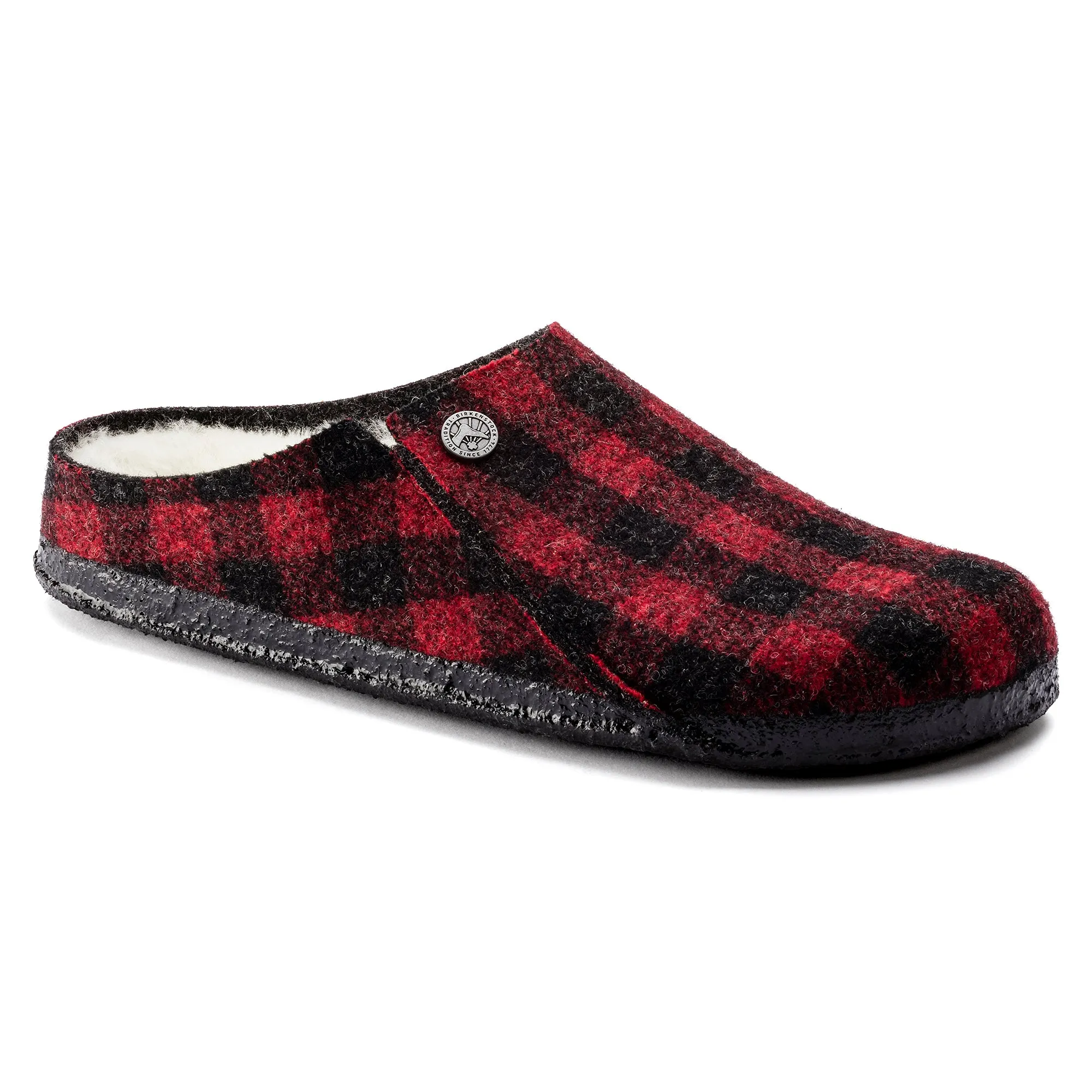 Birkenstock Limited Edition Zermatt plaid red wool/natural shearling