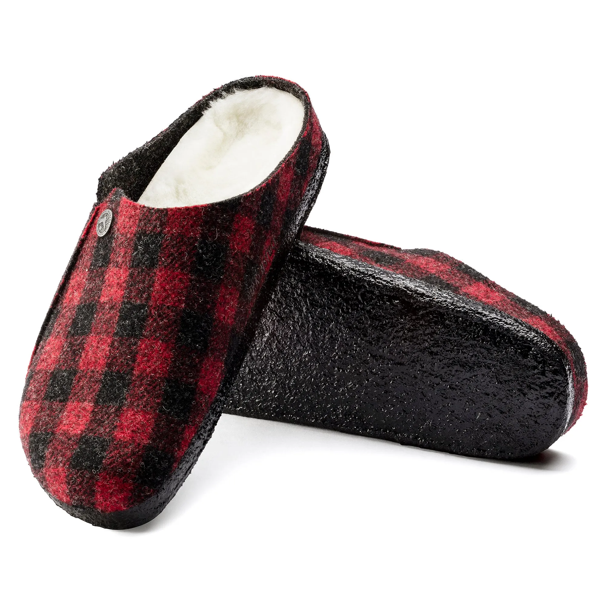 Birkenstock Limited Edition Zermatt plaid red wool/natural shearling