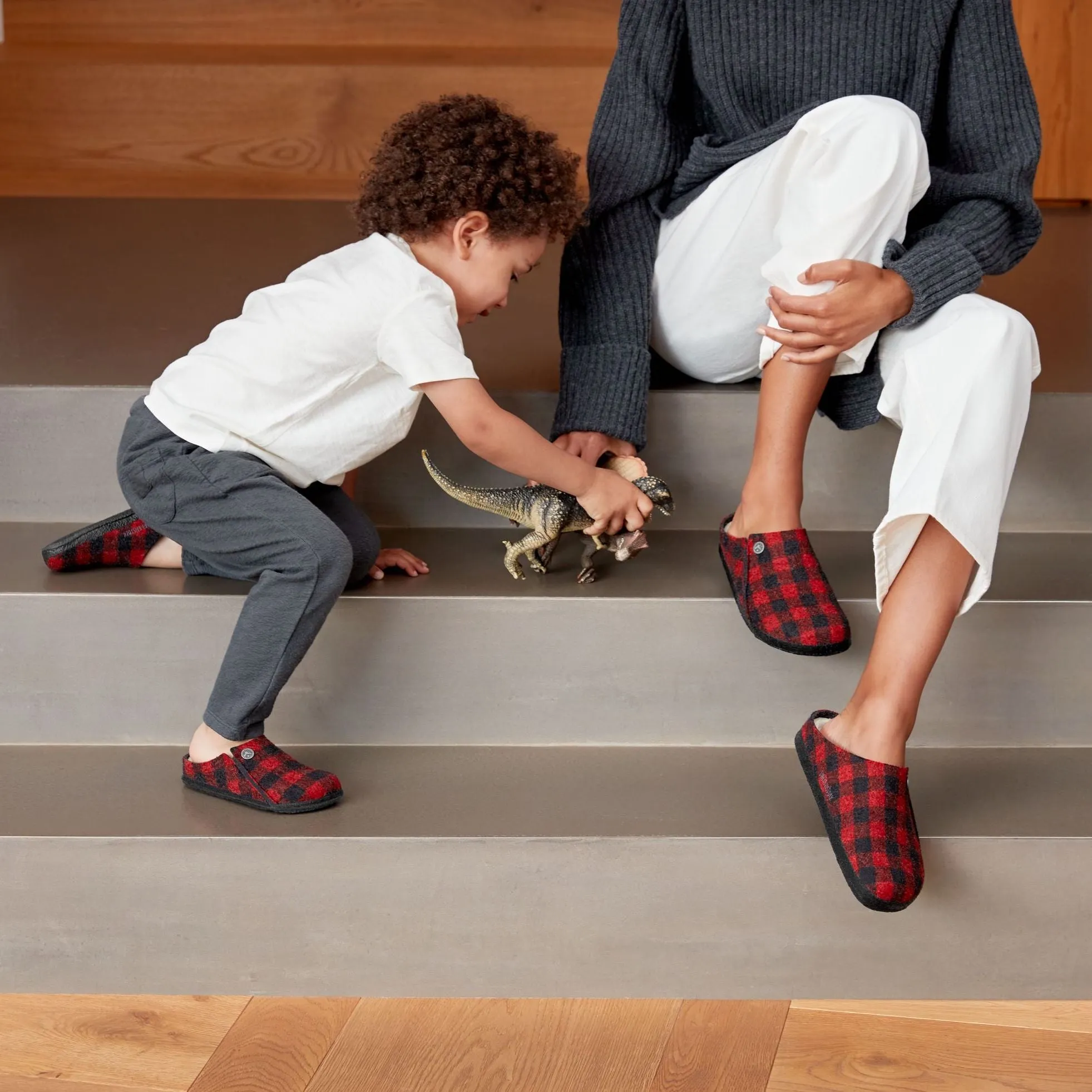 Birkenstock Limited Edition Zermatt plaid red wool/natural shearling