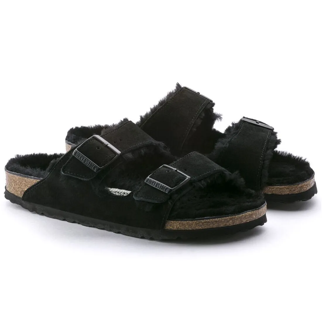 Birkenstock Shearling Suede Arizona in Black/Black