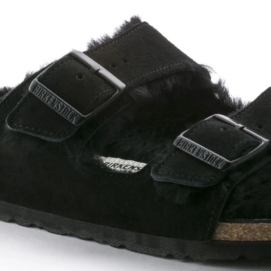 Birkenstock Shearling Suede Arizona in Black/Black