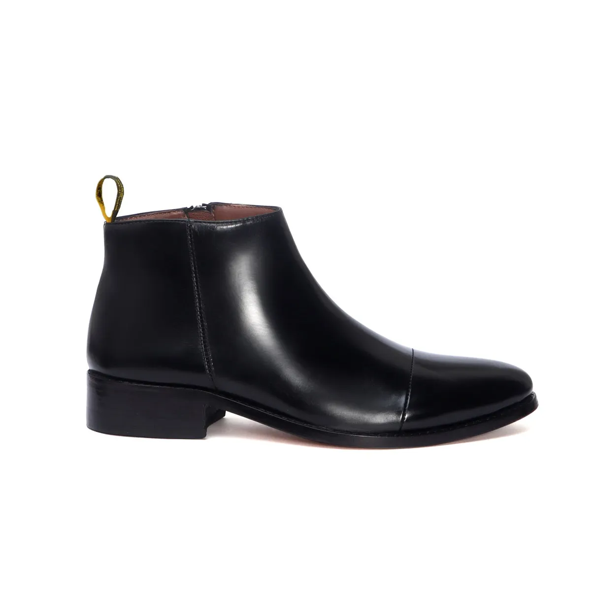 Black Leather High Ankle Chelsea Boots with Leather Sole one and only by Brune & Bareskin