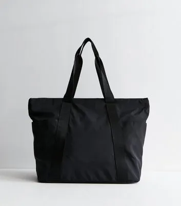 Black Zip Top Tote Bag New Look