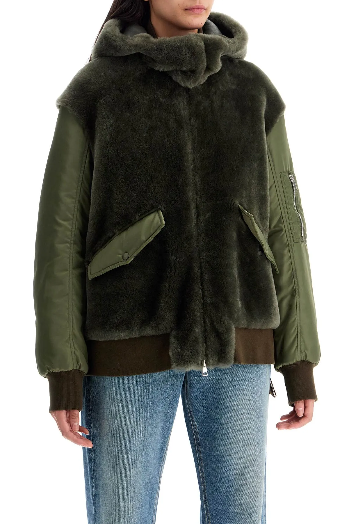 Blancha Shearling Insert Jacket With   Green