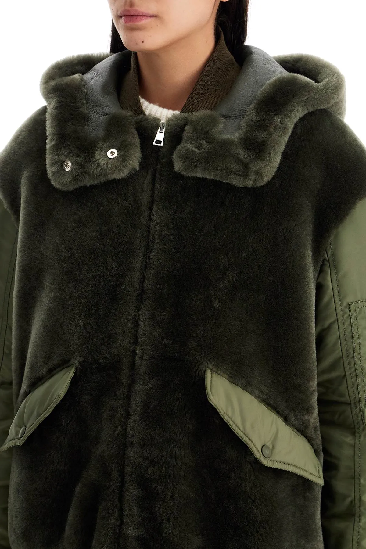 Blancha Shearling Insert Jacket With   Green