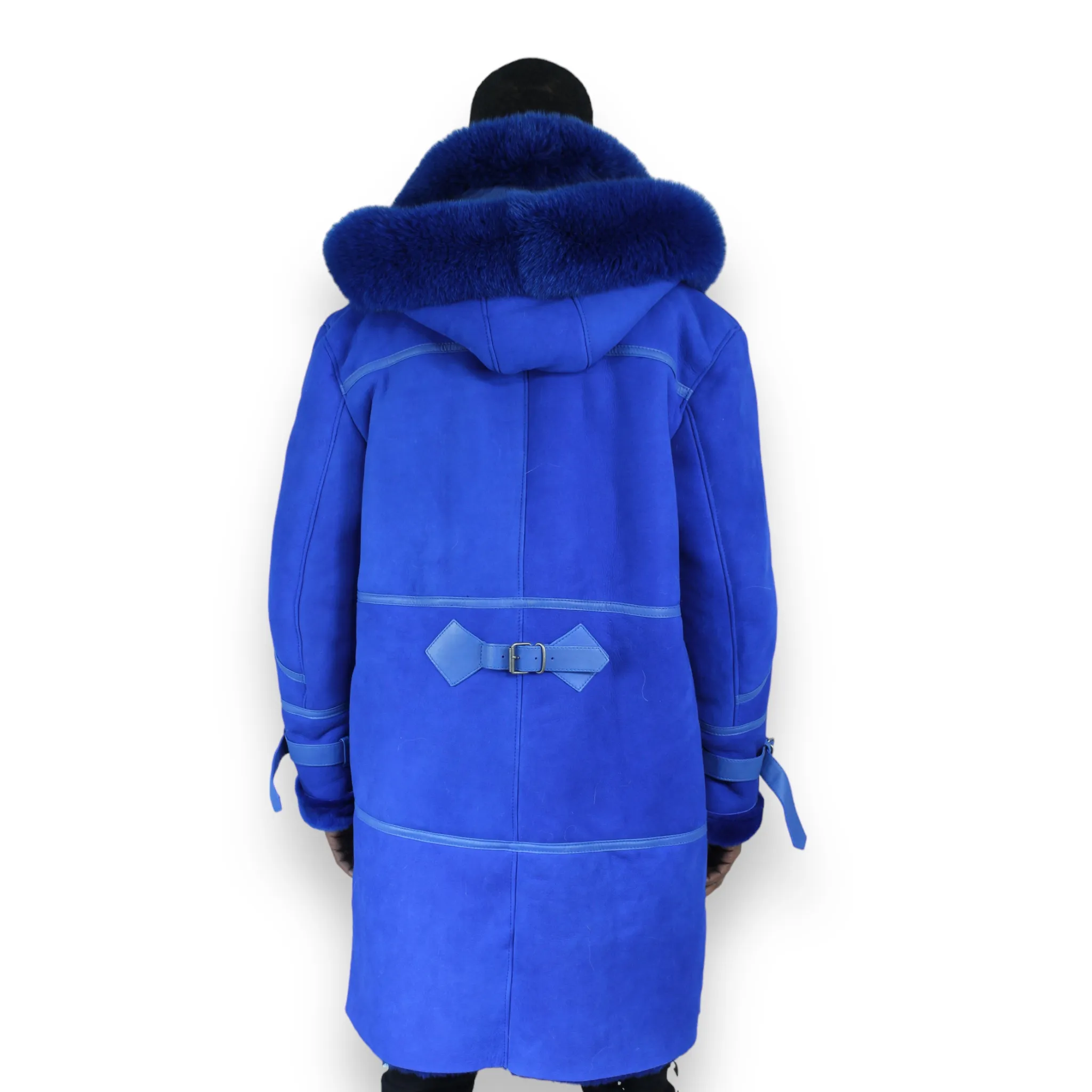 Blue Shearling with Collar and Hood - Daniel's Leather