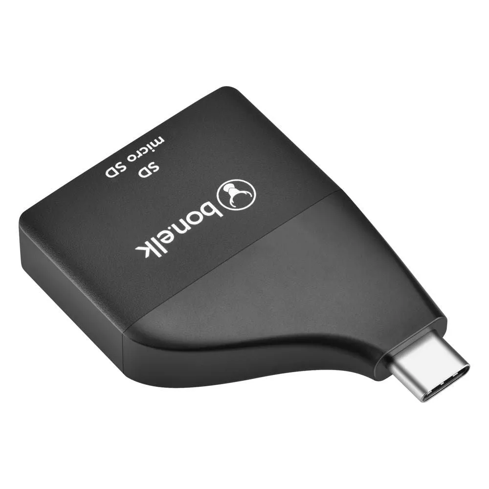 Bonelk USB-C to MicroSD/SD Adapter (Black)