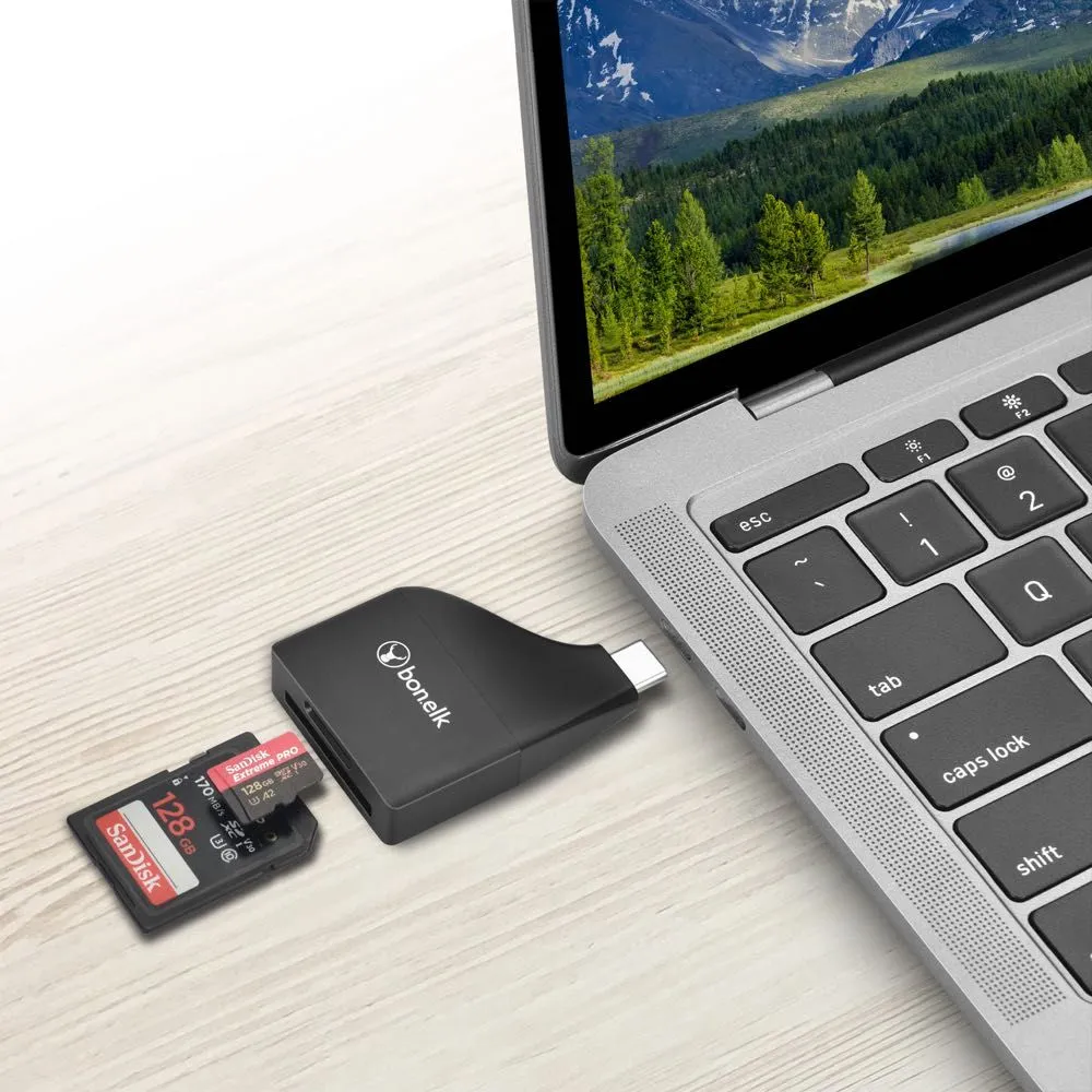 Bonelk USB-C to MicroSD/SD Adapter (Black)