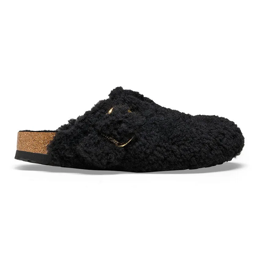 Boston Big Buckle Shearling - The Birkenstock Teddy Bear Clog in Black