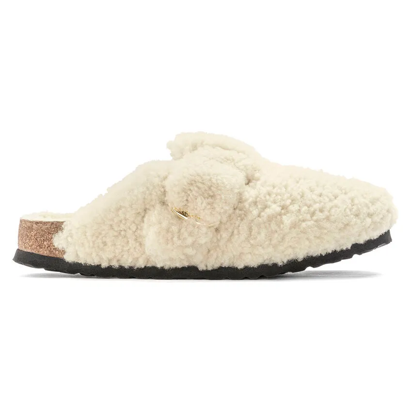 Boston Big Buckle Shearling - The Birkenstock Teddy Bear Clog in Eggshell