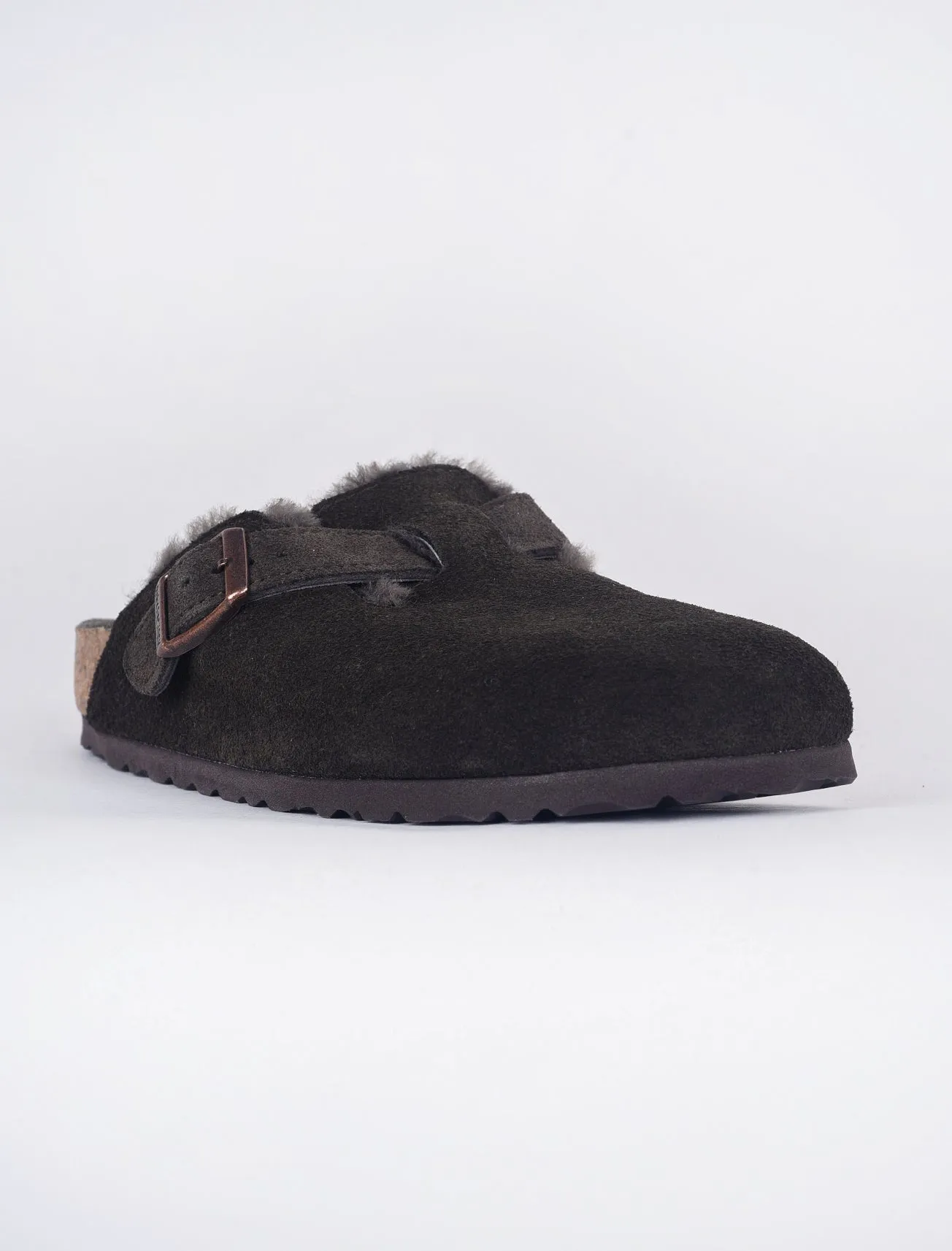 Boston Shearling Clog, Mocha Suede