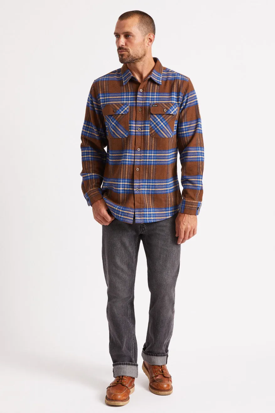 Bowery L/S Utility Flannel - Washed Brown/Mineral Blue