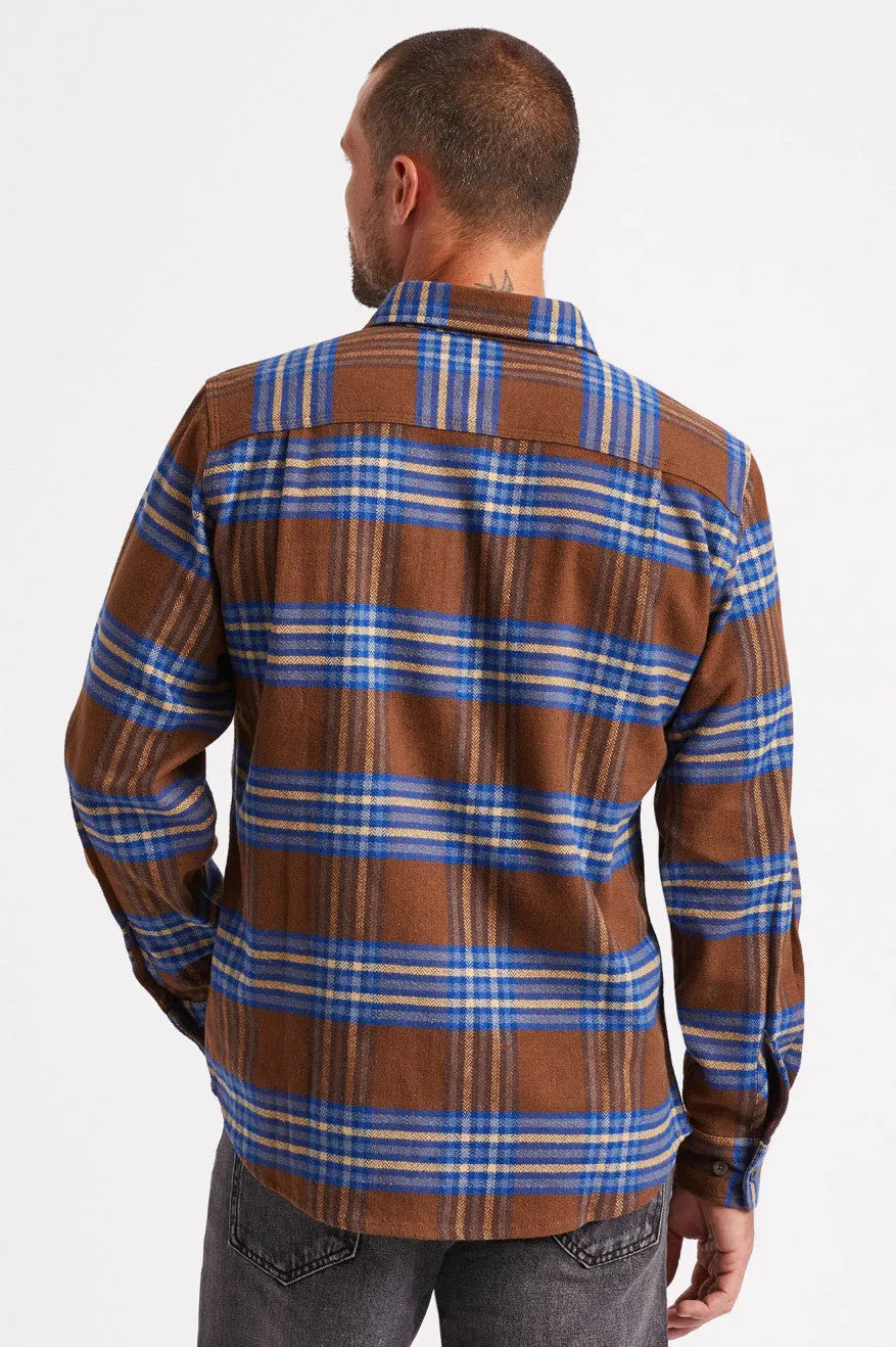 Bowery L/S Utility Flannel - Washed Brown/Mineral Blue