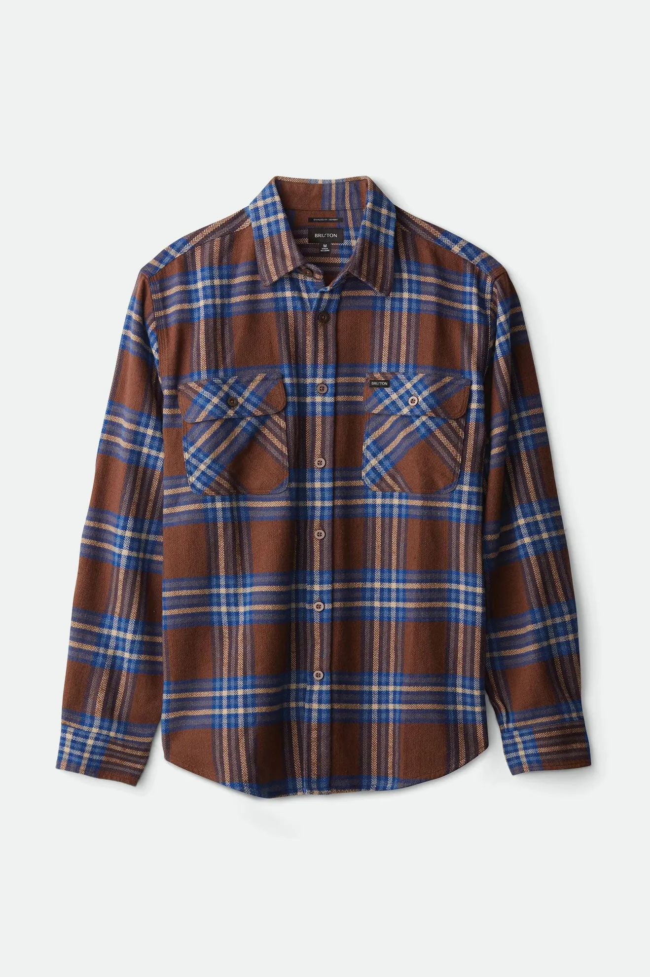 Bowery L/S Utility Flannel - Washed Brown/Mineral Blue