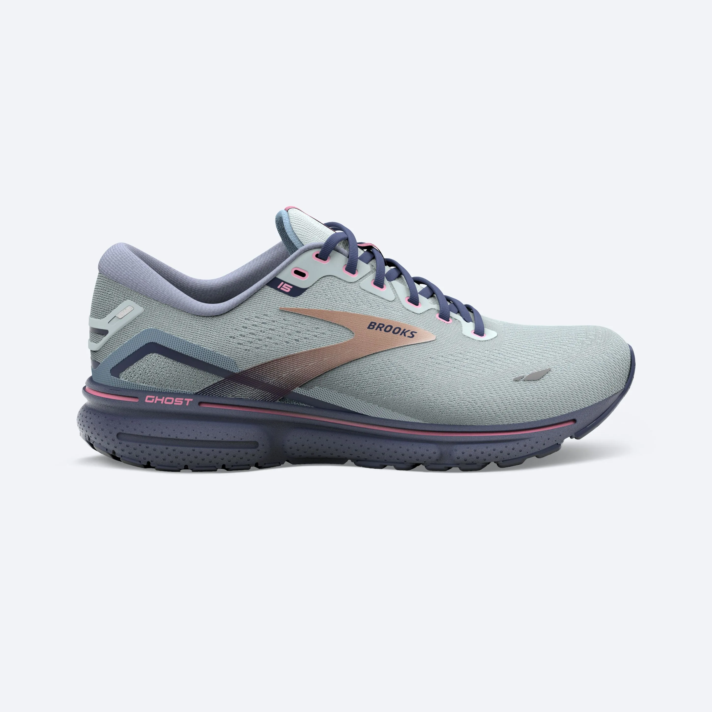 Brooks Ghost 15 Spa Blue Neo Pink Copper Women's