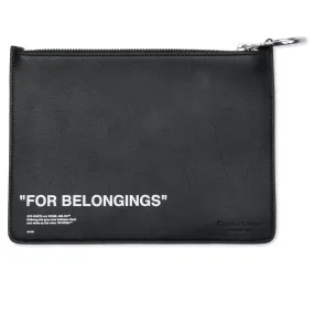 Calf Skin Quote Pouch - Black/White