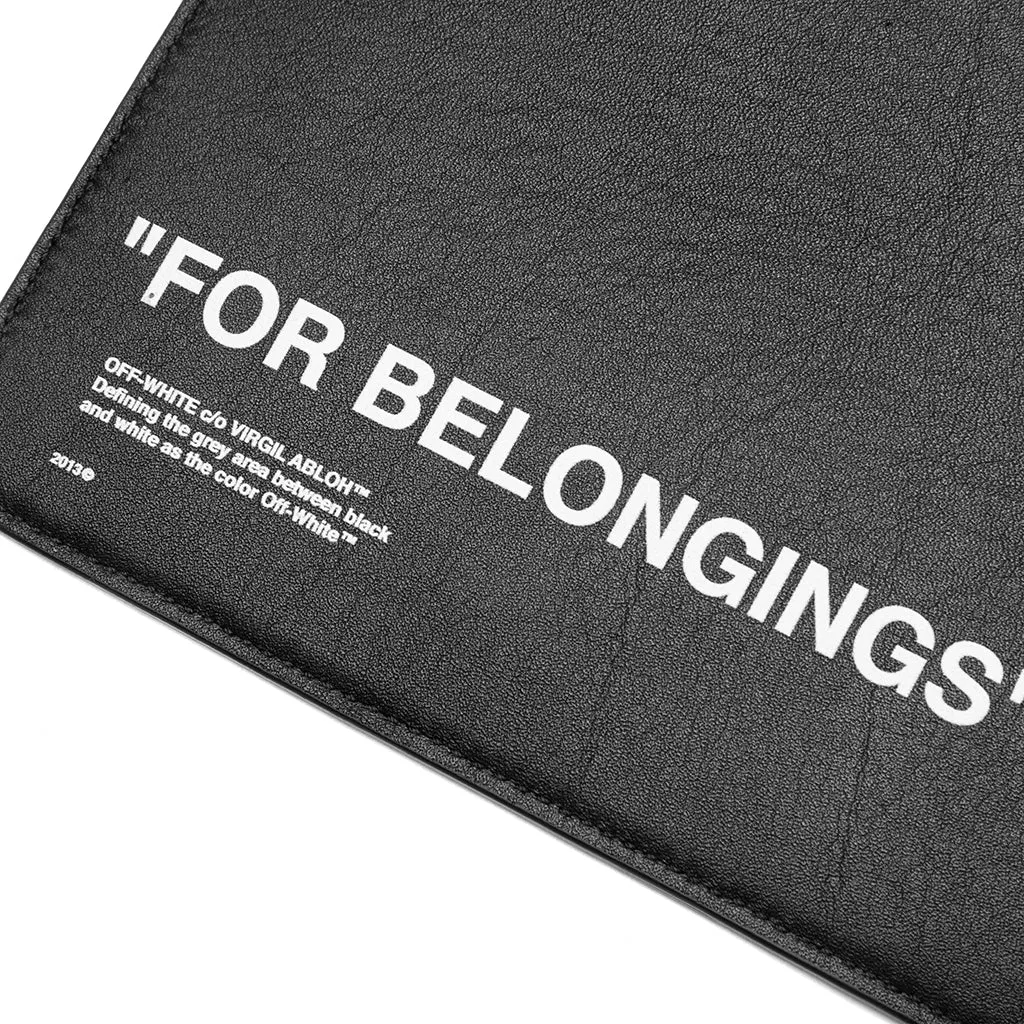 Calf Skin Quote Pouch - Black/White