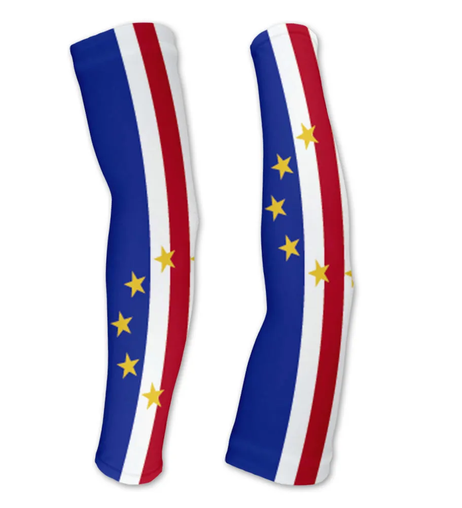 Cape Verde Flag Compression Arm Sleeves UV Protection Unisex - Walking - Cycling - Running - Golf - Baseball - Basketball