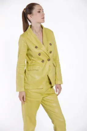 Caroline Double Breasted Blazer - Acid Yellow